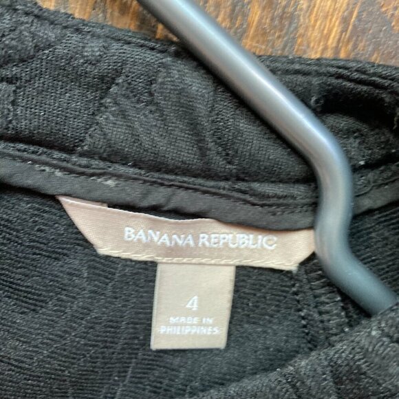 Banana Republic Black Dress brocade embossed shift long sleeve Size 4 - Picture 3 of 6